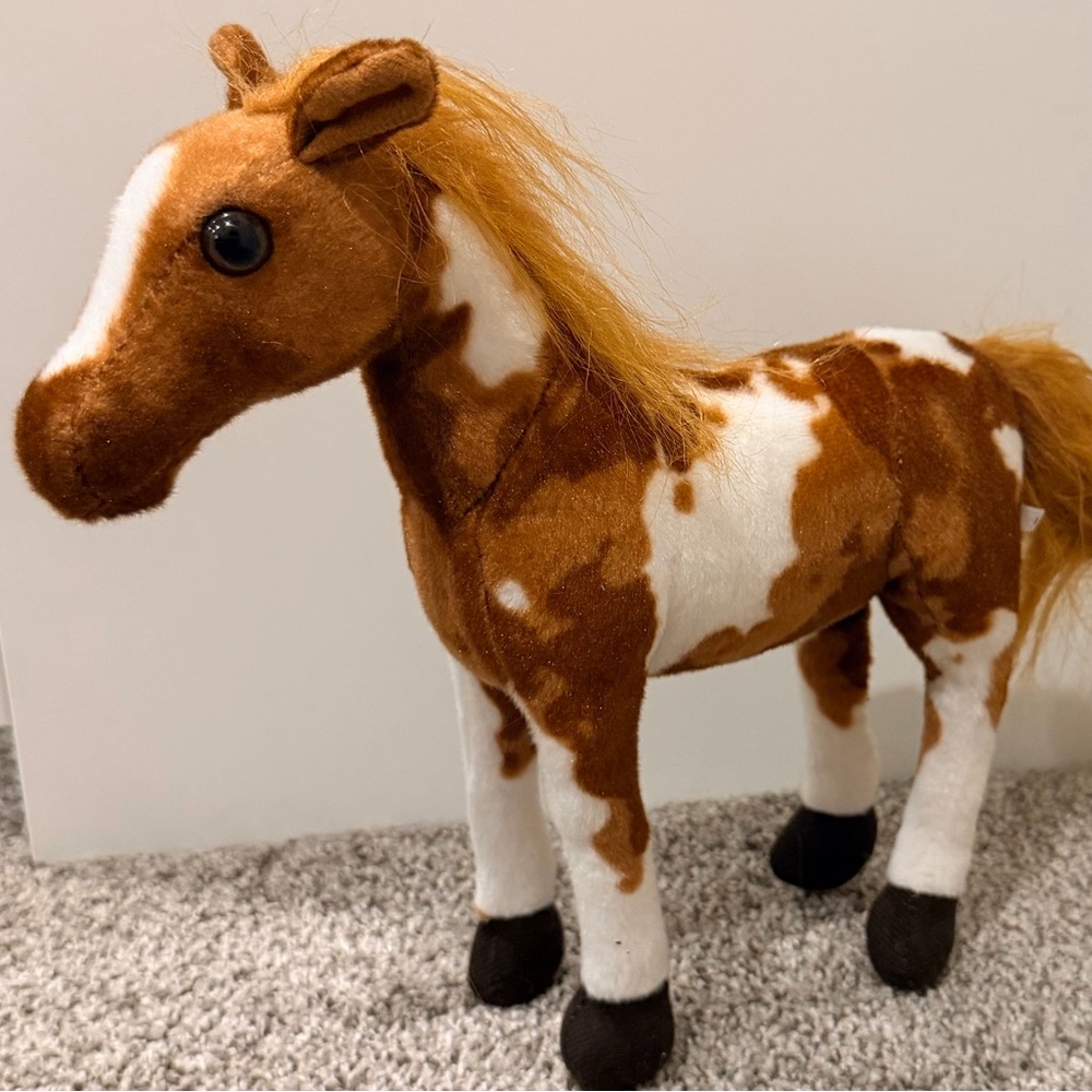 Brown and White Plush Horse Toy